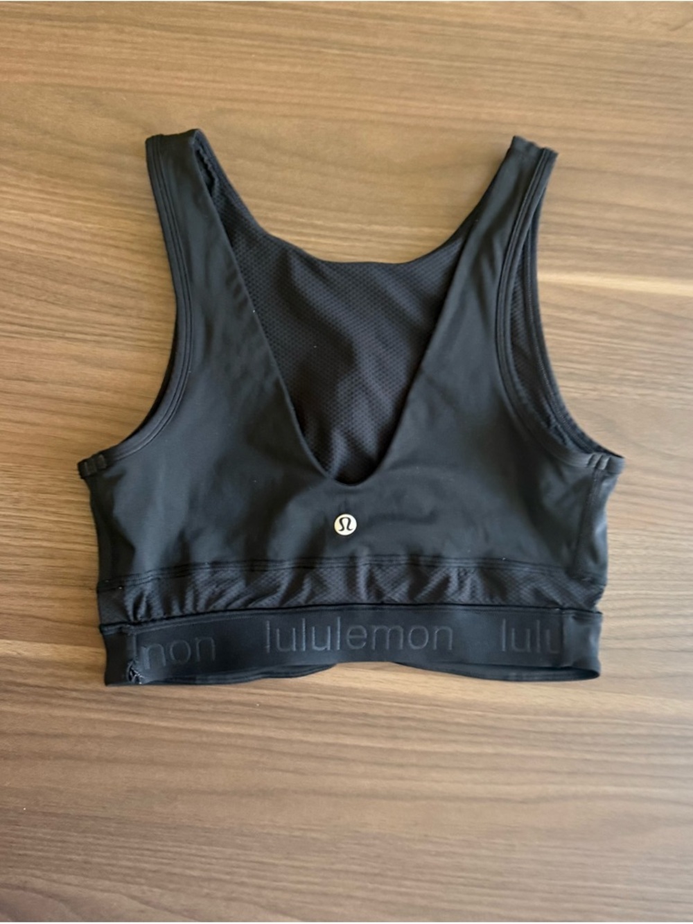 lululemon athletica Black Mesh-Back Sports Bra with Branded Underband